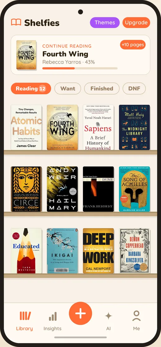 The Shelfies library, showing book covers arranged on wooden shelves